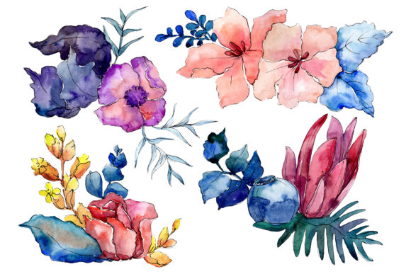 Bouquet Merlin Watercolor Illustrations