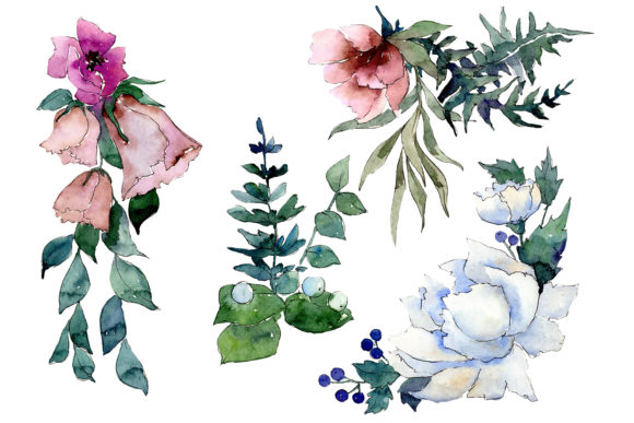 Bouquet of Flowers Splendor Watercolor Illustrations