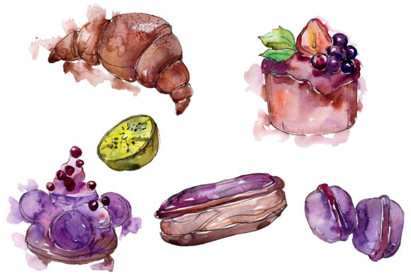 Dessert Brown Watercolor Illustrations Review