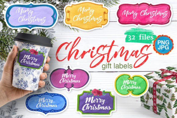 Gift Labels Watercolor Set: Illustrations for Editors