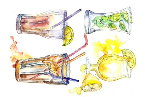 Ice Tea Watercolor Set: Illustrations for Sellers