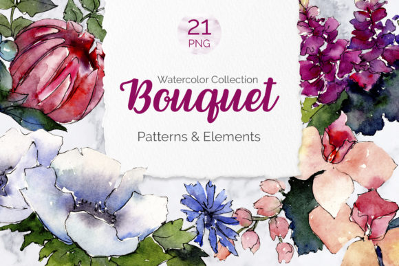 Reviewing Bouquet of Flowers Elegance Watercolor