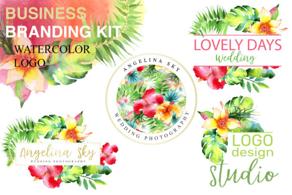 Tropical Watercolor Logo Illustrations