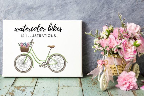 Watercolor Bike Illustrations for Crafters