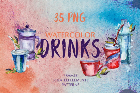 Watercolor Drinks Set: Fresh Illustrations