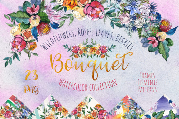Wildflowers, Roses & Berries Watercolor Illustrations