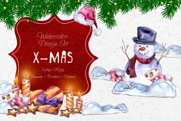 X-Mas Watercolor Set: Illustrations for Sellers