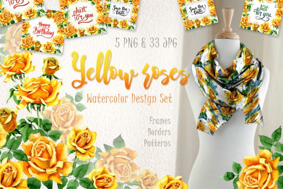 Yellow Roses Watercolor Set Illustrations Review